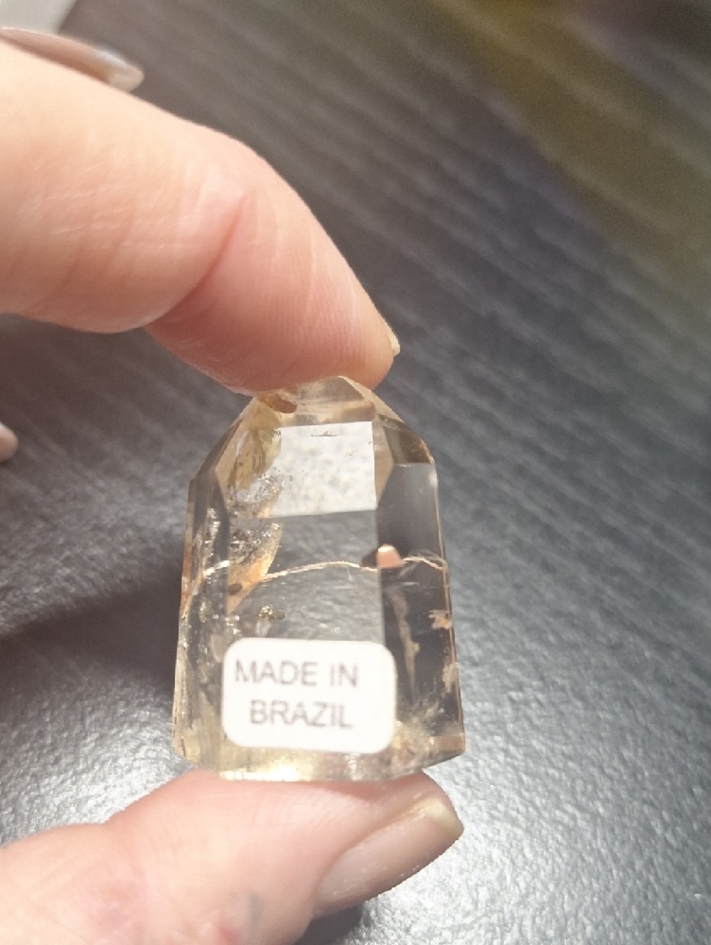 Clear Smoky Quartz Point with Golden Inclusions